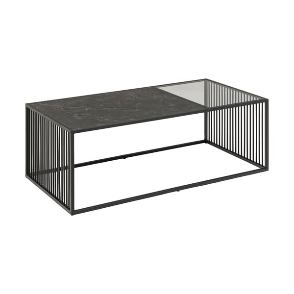 Kavos staliukas juodos spalvos su stikliniu stalviršiu 60x120 cm Strington – Actona