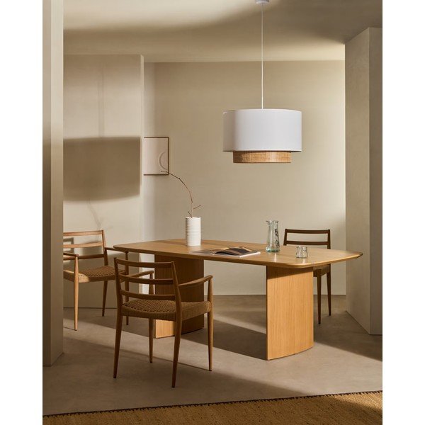 Baltos spalvos/natūralios spalvos iš tekstilės šviestuvo gaubtas ø 60 cm Erna – Kave Home-image-1