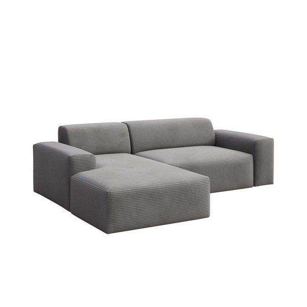 Pilkos spalvos iš kordinio velveto sulankstoma/su sandėliavimo vieta kampinė sofa (su kairiuoju kampu/su gultu) Villet – Rodier-image-2