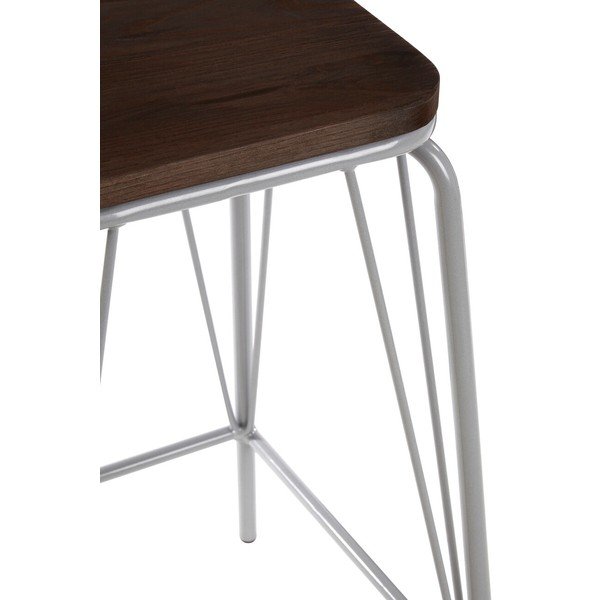 Pilkos spalvos/tamsios natūralios spalvos iš guobos masyvo taburetė District – Premier Housewares-image-3