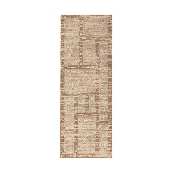 Rankų darbo natūralios spalvos iš vilnos kilimas 80x230 cm Harris Modula Wool – Flair Rugs