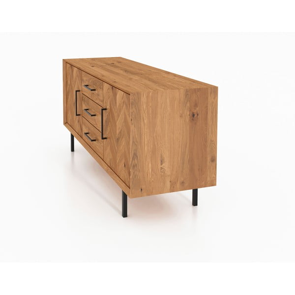 Natūralios spalvos žema komoda iš ąžuolo medienos 144x65 cm Abies - The Beds-image-3