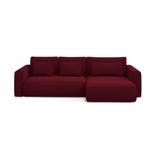 Bordo spalvos iš velveto sulankstoma/su sandėliavimo vieta kampinė sofa (su dešiniuoju kampu/su gultu) Kapua – Makamii