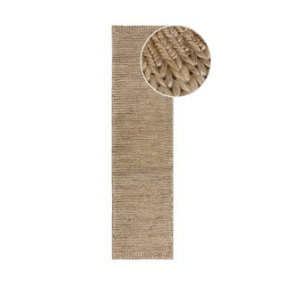 Rankų darbo iš kenafo kilimas natūralios spalvos 60x230 cm Drew Border – Flair Rugs