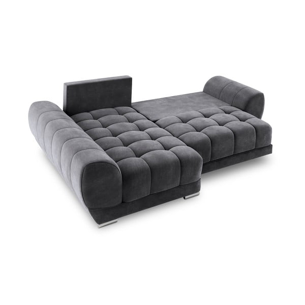Tamsiai pilka kampinė sofa-lova su aksomo apmušalais Windsor & Co Sofas Nuage, kairysis kampas-image-3
