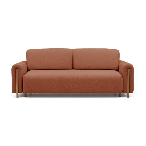 Terakotos spalvos iš boucle sulankstoma/su sandėliavimo vieta sofa 244 cm Arcadova – ELTAP