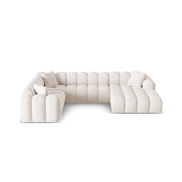 Kreminės spalvos iš šenilinio audinio kampinė sofa (su kairiuoju kampu/„U“ formos) Treno – Cosmopolitan Design