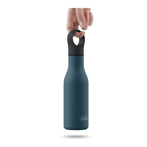 Butelis tamsiai mėlynos spalvos iš nerūdijančio plieno Kelioninis buteliukas 500 ml Loop – Joseph Joseph-image-4