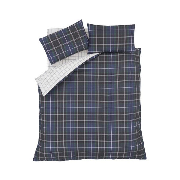 Mėlyna dvivietė patalynė "Catherine Lansfield Tartan Check", 220 x 230 cm-image-1