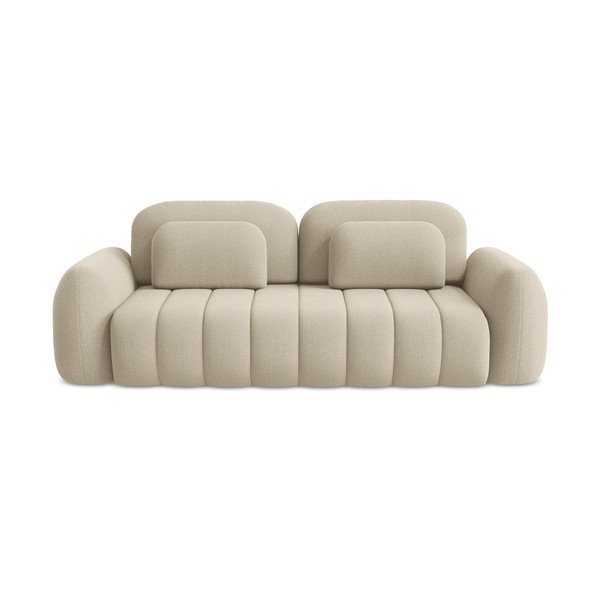 Šviesiai rudos spalvos iš boucle sulankstoma/su sandėliavimo vieta sofa 266 cm Pele – Makamii