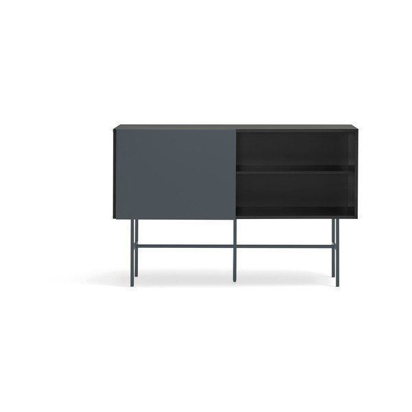 Žema šoninė spintelė juodos spalvos/antracito spalvos su stumdomomis durimis 140x91 cm Nube – Teulat-image-2