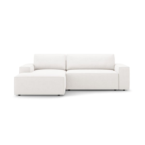 Iš boucle sulankstoma kampinė sofa baltos spalvos (su kairiuoju kampu) Jodie – Micadoni Home
