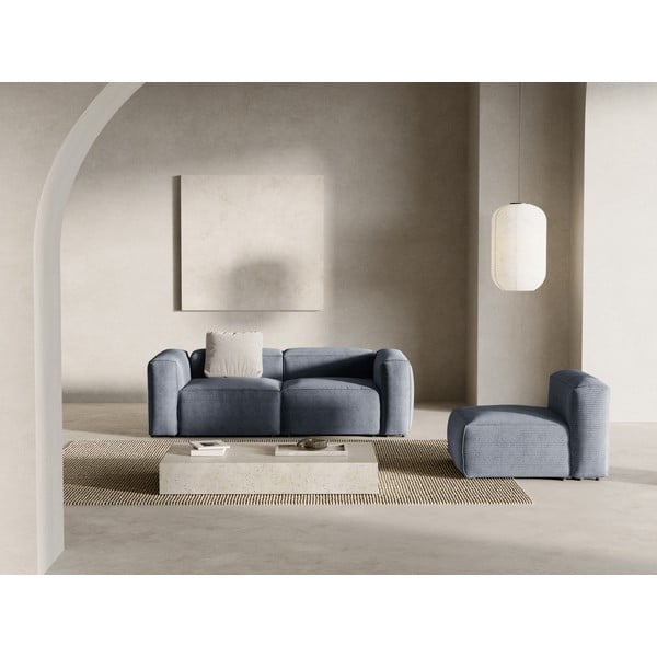 Pilkai mėlynos spalvos iš kordinio velveto sofa 224 cm Bergamo – Cosmopolitan Design-image-1