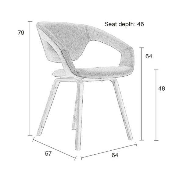 2 pilkų kėdžių su juodomis kojomis rinkinys "Zuiver Flexback-image-1