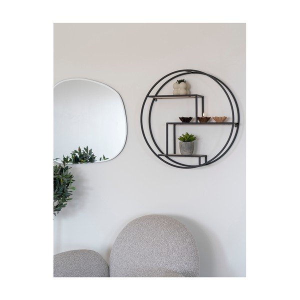 Iš paulovnijos masyvo kelių aukštų sieninė lentyna juodos spalvos/natūralios spalvos 62 cm Rotterdam – House Nordic-image-1