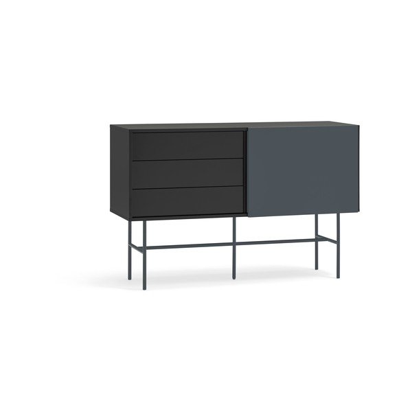 Žema šoninė spintelė juodos spalvos/antracito spalvos su stumdomomis durimis 140x91 cm Nube – Teulat-image-3