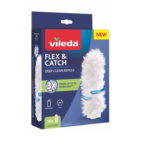Atsarginiai dulkių šluostės užvalkalai komplekte 10 vnt. Flex&Catch – Vileda