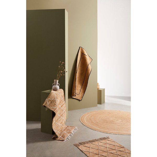 Rankų darbo baltos spalvos/natūralios spalvos iš džiuto kilimas 70x140 cm Shaila – Bizzotto-image-2