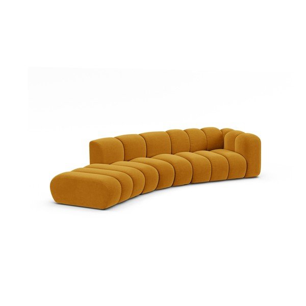 Kampinė sofa geltonos spalvos (su dešiniuoju kampu) Lupine – Micadoni Home-image-1