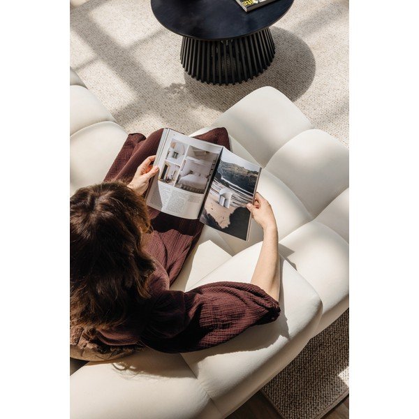 Kreminės spalvos iš velveto kampinė sofa (su dešiniuoju kampu/su gultu) Cube – Bonami Selection-image-3