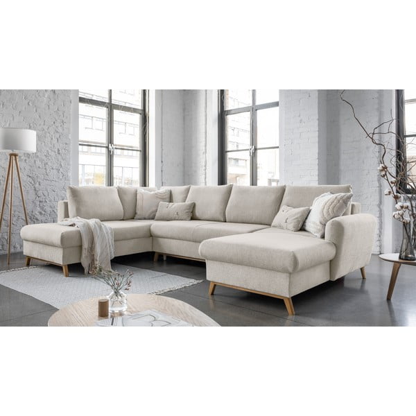 Smėlio spalvos sofa-lova U formos Miuform Scandic Lagom, kairysis kampas-image-3