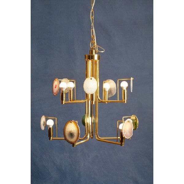 Auksinės spalvos iš metalo kabantis šviestuvas Glamour – Premier Housewares-image-1