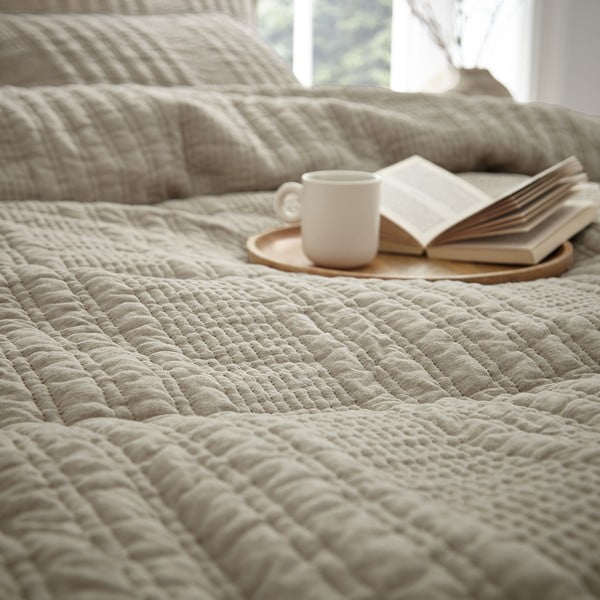 Smėlio spalvos dvigulė/itin ilga patalynė 230x220 cm Tamba Stripe – Pineapple Elephant-image-3