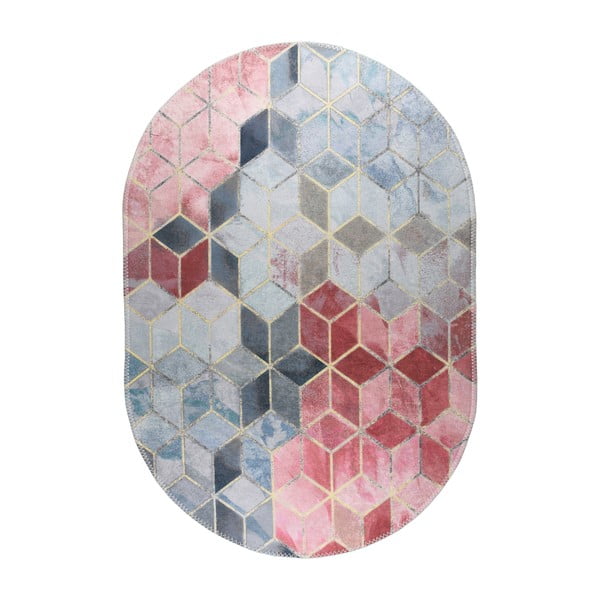 Skalbiamas kilimas rožinės spalvos/šviesiai pilkos spalvos 60x100 cm – Vitaus