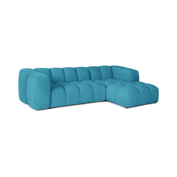 Turkio spalvos iš velveto kampinė sofa (su dešiniuoju kampu/su gultu) Cube – Bonami Selection-image-2