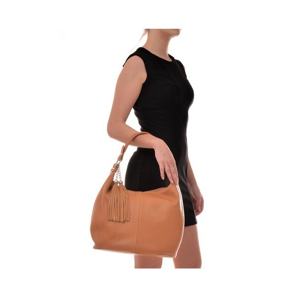 Konjako rudos spalvos odinė rankinė Sofia Cardoni Bruhna-image-2