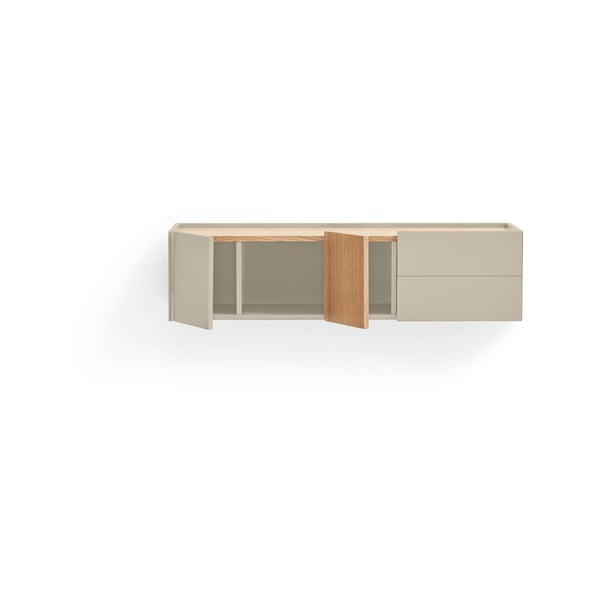 Žema šoninė spintelė smėlio spalvos/natūralios spalvos iš ąžuolo 110x23 cm Otto – Teulat-image-3