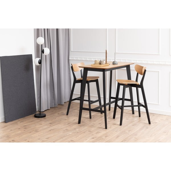 Iš kaučiukmedžio masyvo baro taburėtės juodos spalvos/natūralios spalvos 2 vnt. 105 cm Roxby – Actona-image-2