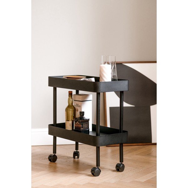 Juodos spalvos iš metalo lentyna ant ratukų 60x62x30 cm Nolle – noo.ma-image-3