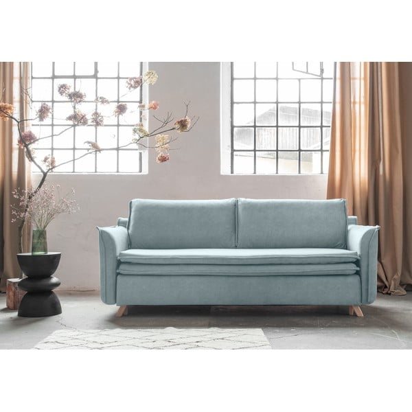 Iš velveto sulankstoma sofa šviesiai mėlynos spalvos 225 cm Charming Charlie – Miuform-image-1