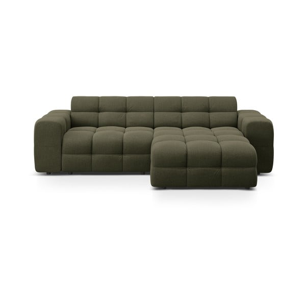 Žalios spalvos kampinė sofa (su dešiniuoju kampu/su gultu) Kendal – Micadoni 