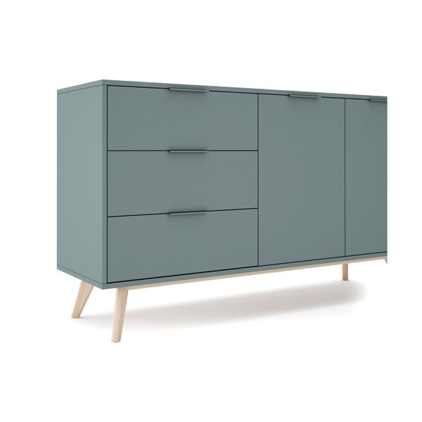 Pilkai žalios spalvos šoninė spintelė 140x81x40 cm Pisco – Marckeric-image-2