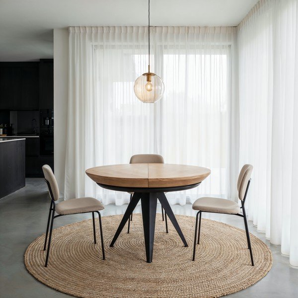 Apvalios formos prailginamas valgomojo stalas su papildomu stalviršiu su ąžuolo dekoro stalviršiu ø 120 cm Magnus – Windsor & Co Sofas-image-2