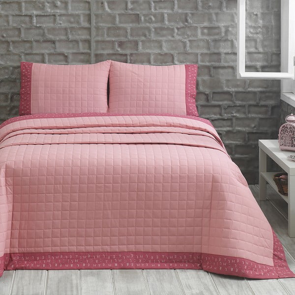 Lovos užtiesalas su pagalvėlėmis Jolly, 240x250 cm, rožinis