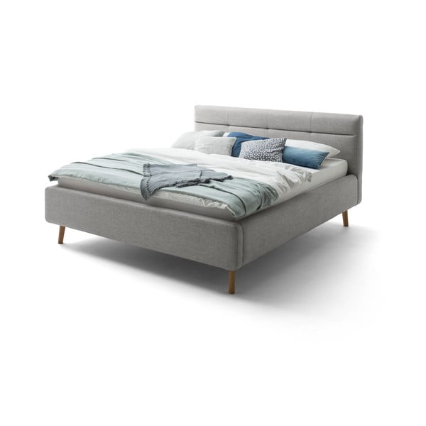 Pilka minkšta dvigulė lova su daiktadėže ir grotelėmis 180x200 cm Lotte - Meise Möbel