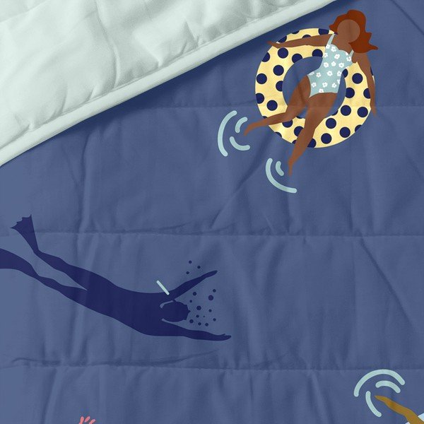 Dygsniuota lovatiesė mėlynos spalvos 180x260 cm Sea party – Aware-image-3