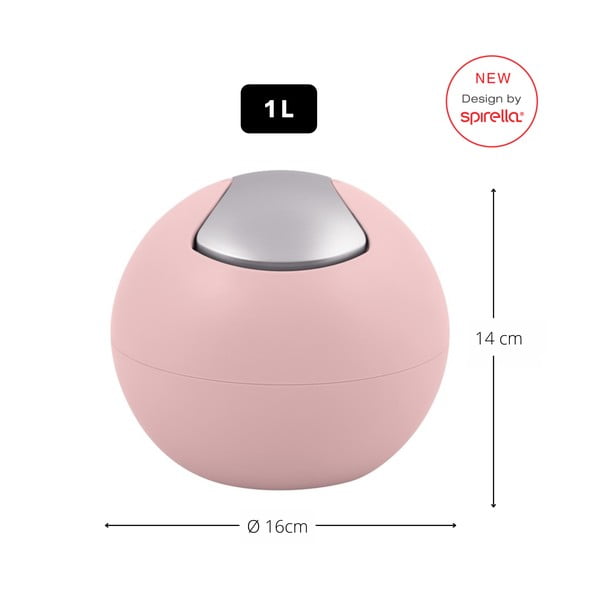 Rožinės spalvos iš plastiko šiukšliadėžė 1 l   Bowl Matt – Spirella-image-1
