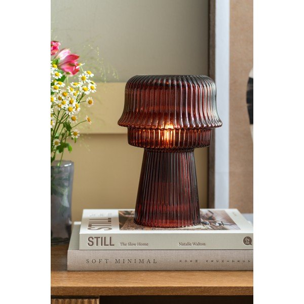 Bordo spalvos iš stiklo stalinis šviestuvas (aukštis 26 cm) Cadiz – Leitmotiv-image-1