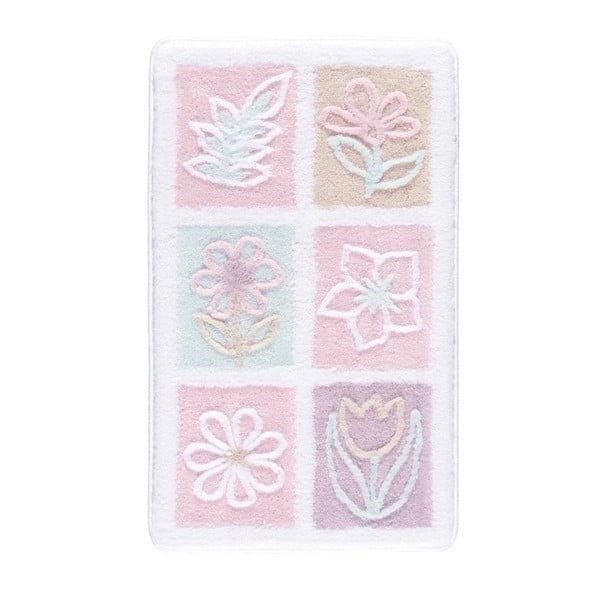Rožinės ir baltos spalvos vonios kilimėlis Confetti Bathmats Samyeli, 60 x 100 cm