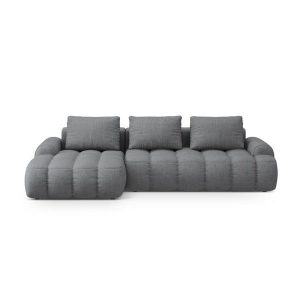 Pilkos spalvos sulankstoma/su sandėliavimo vieta kampinė sofa (su kairiuoju kampu/su gultu) Linz – Cosmopolitan Design