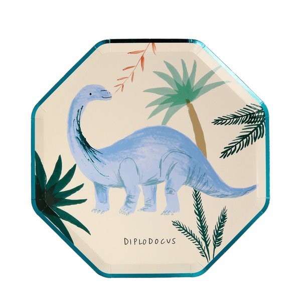 Iš popieriaus vienkartinės lėkštės 8 vnt. Dinosaur Kingdom – Meri Meri-image-1
