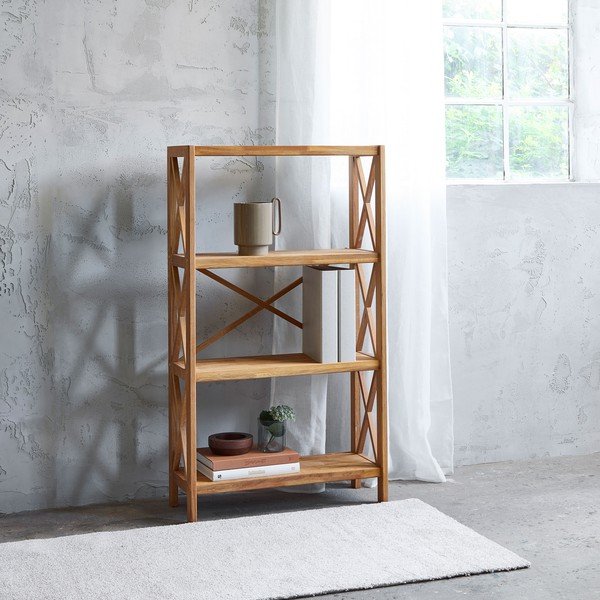 Iš ąžuolo masyvo pastatoma lentyna natūralios spalvos 70x124 cm X-Shelf – Unique Furniture-image-1