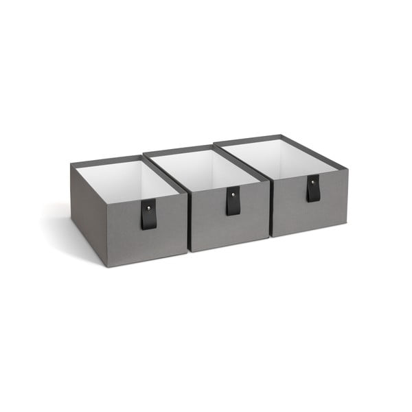Pilkos spalvos iš kartono daiktadėžės 3 vnt. 20,5x29,5x14,5 cm Aston Paper Laminate – Bigso