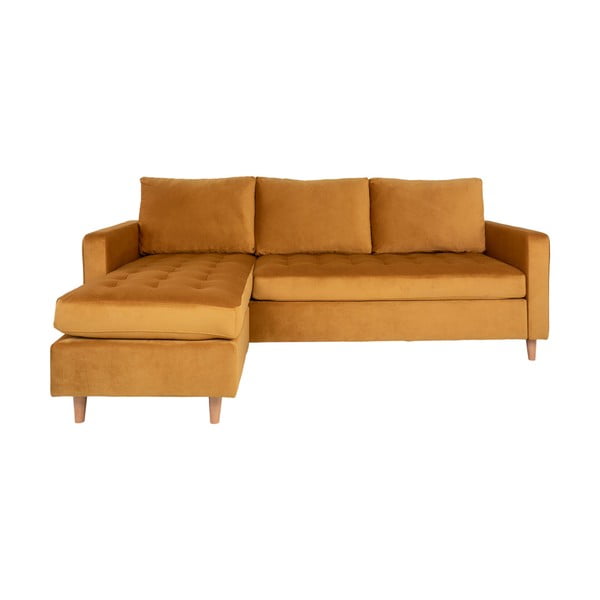 Geltonos spalvos aksominė modulinė kampinė sofa House Nordic Firenze