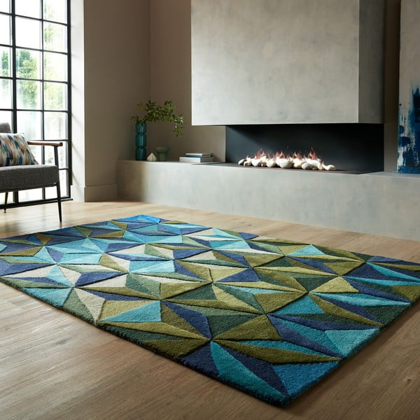 Iš vilnos kilimas mėlynos spalvos 160x230 cm Reverie – Flair Rugs-image-1