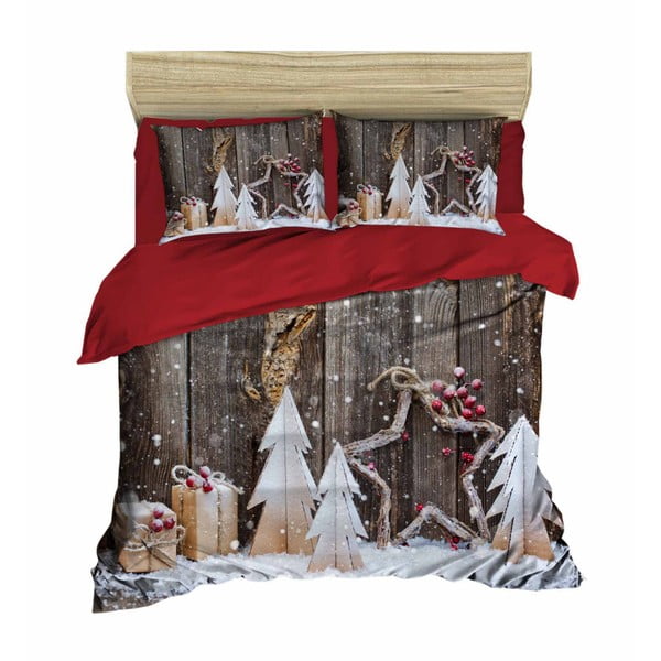 Dvigulės lovos patalynės ir paklodžių rinkinys Kalėdinis medis, 200 x 220 cm